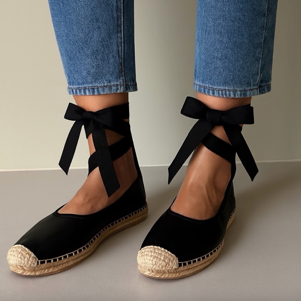 Sam Edelman Ballet Slipper Platform Espadrille Leather Ankle Lace Sample Maisy